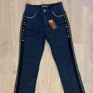 BrazilRoxx Black Size 8 Black Jeans w Embellished Trim